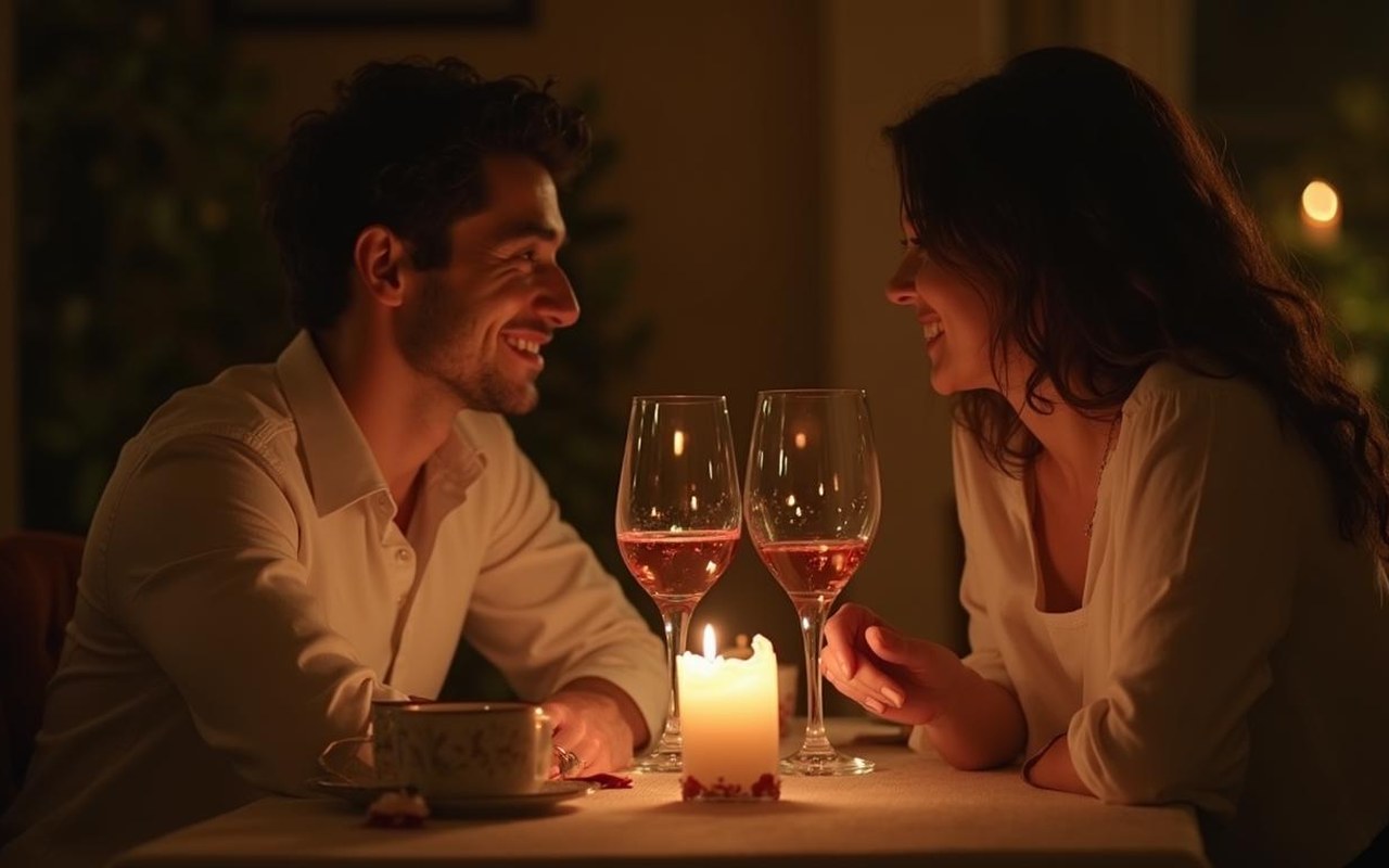 Un couple partage un dîner romantique, illustrant l'importance des moments de qualité dans une relation.