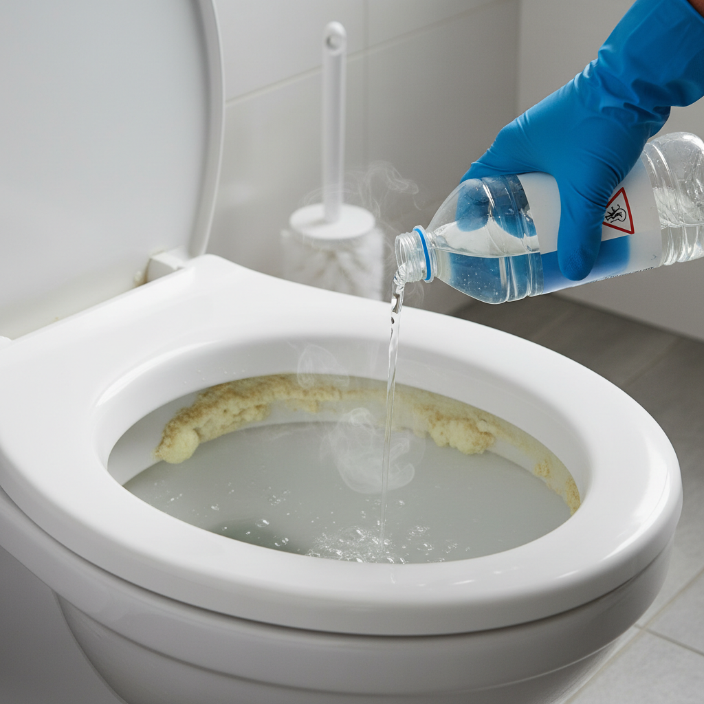 Illustration réaliste sur Acide chlorhydrique WC : solution radicale pour un détartrage efficace