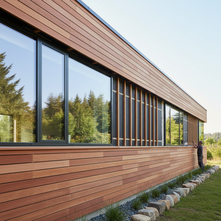 Illustration réaliste sur Bardage bois extérieur : une enveloppe protectrice et esthétique