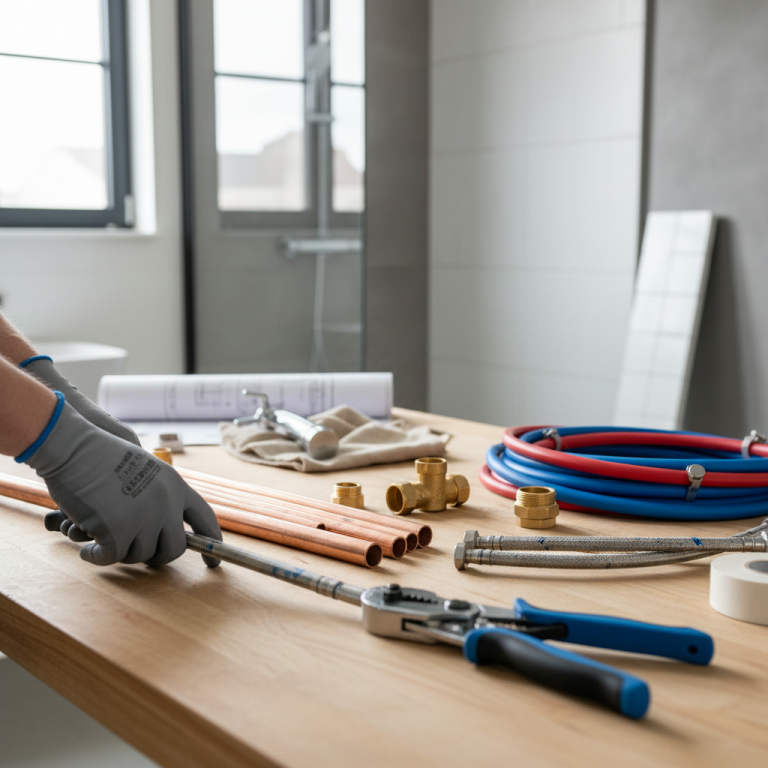 Illustration réaliste sur Plomberie pro : guide pratique pour choisir du matériel professionnel et réussir sa rénovation sani