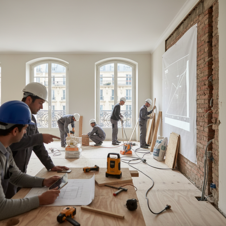Illustration réaliste sur Estimation précise du prix des travaux de rénovation avec Renovimmo en Île-de-France